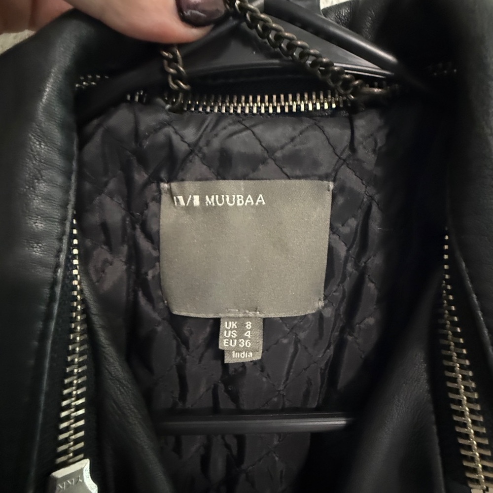 Muubaa Black Leather Moto Jacket - Picture 4 of 6